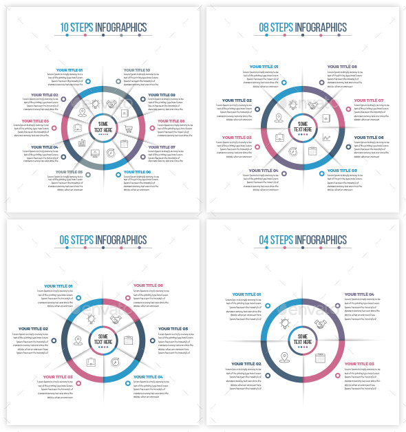 Business Circle Infographics (04 to 10 Even Steps) - Infographics