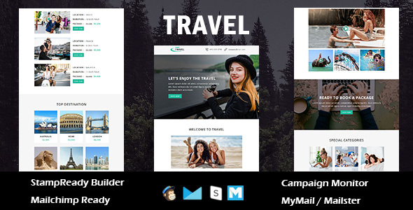 Travel - Responsive Email Template with Stamp Ready Builder Access