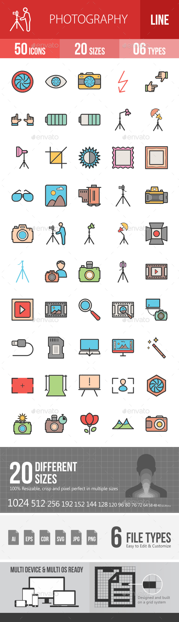 Photography Filled Line Icons - Icons