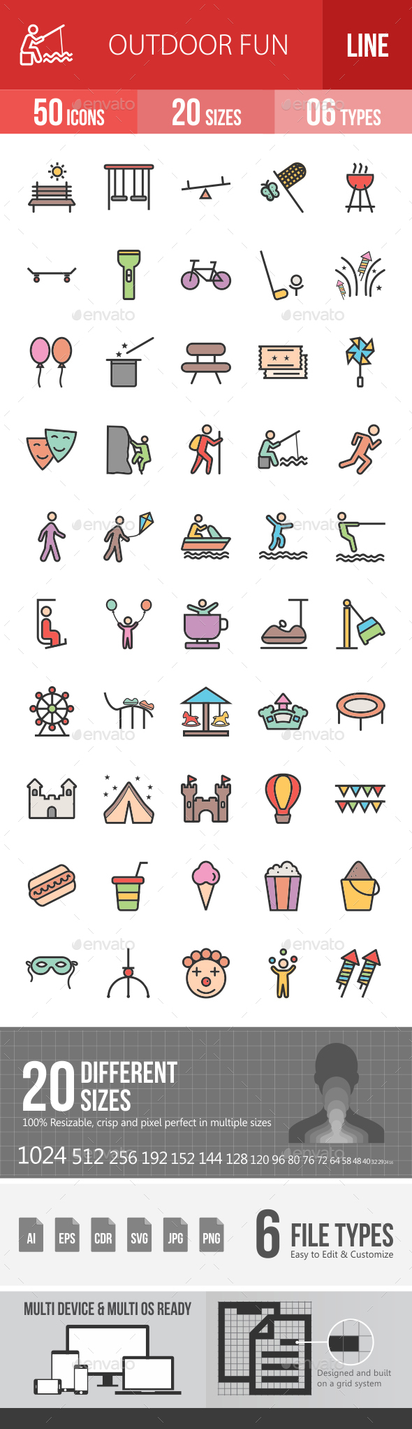 Outdoor Fun Filled Line Icons - Icons