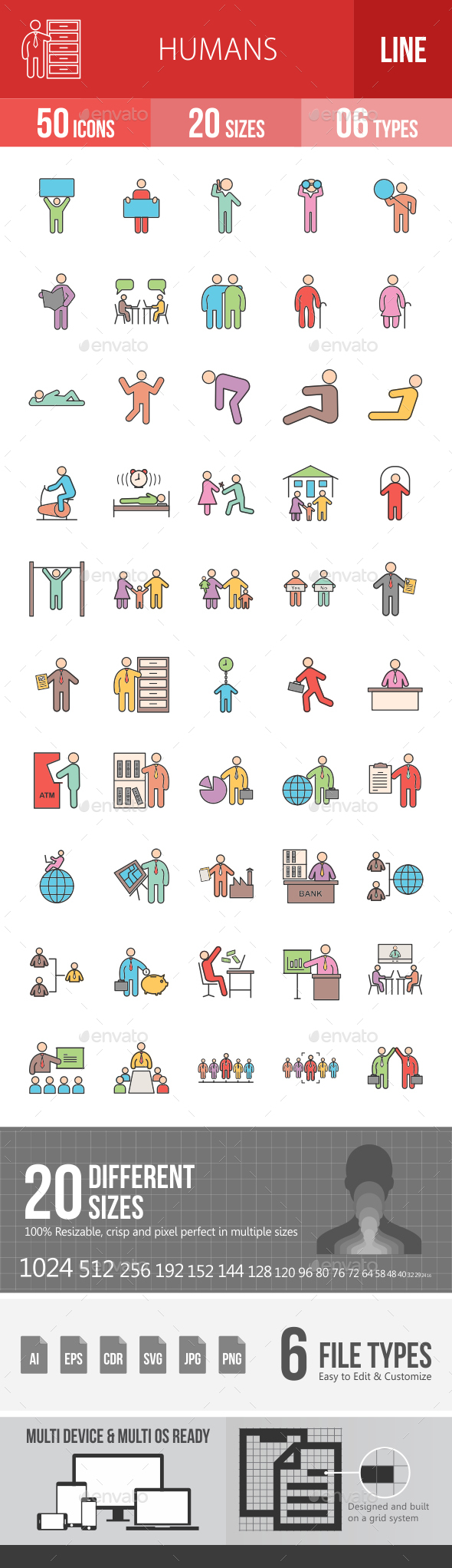 Humans Filled Line Icons - Icons