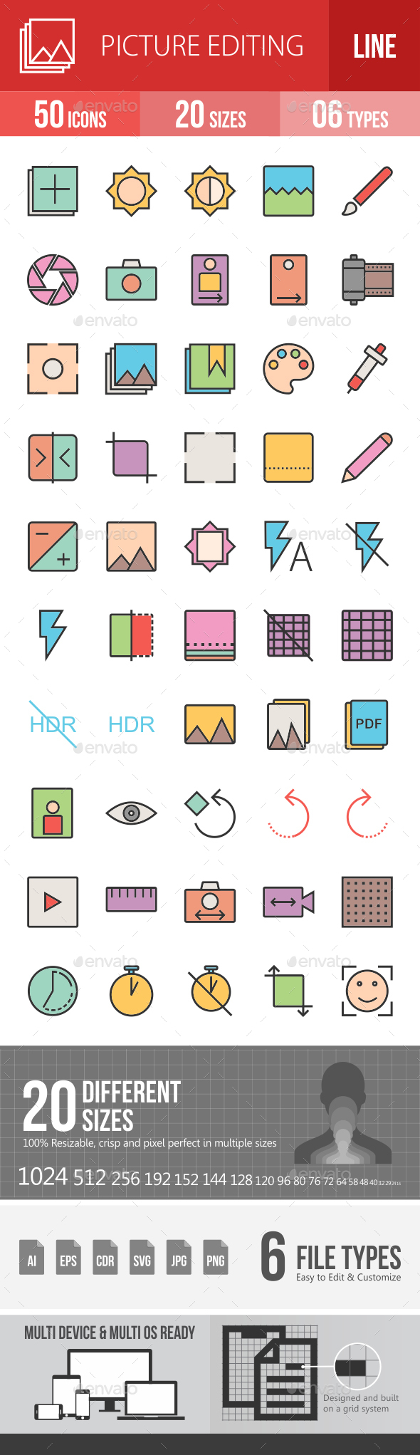 Picture Editing Filled Line Icons - Icons