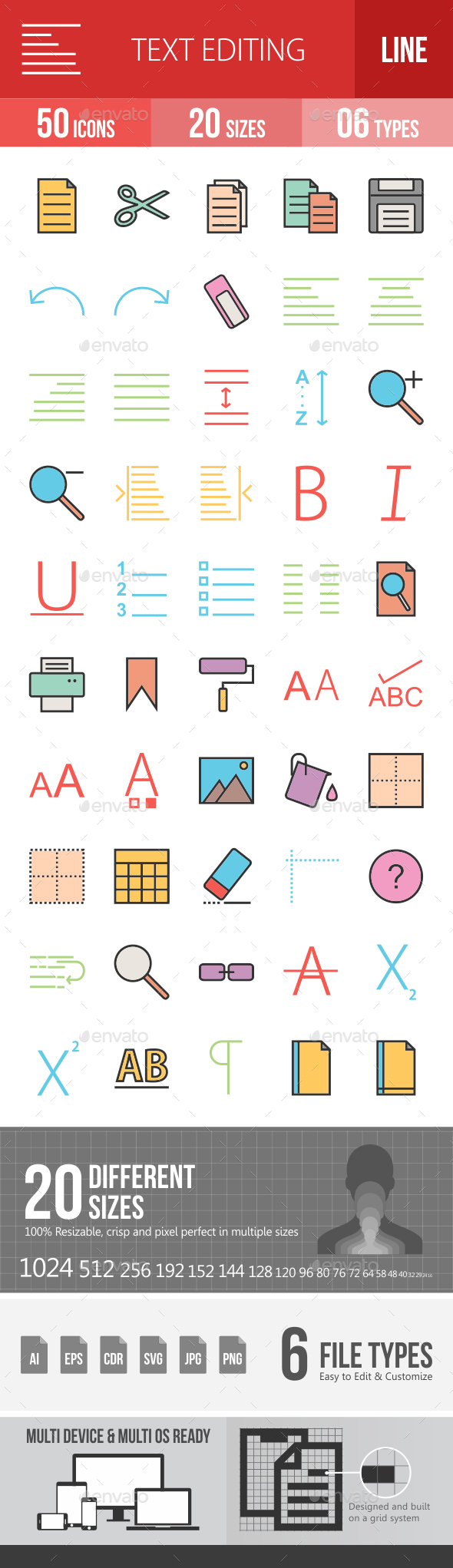 Text Editing Filled Line Icons - Icons
