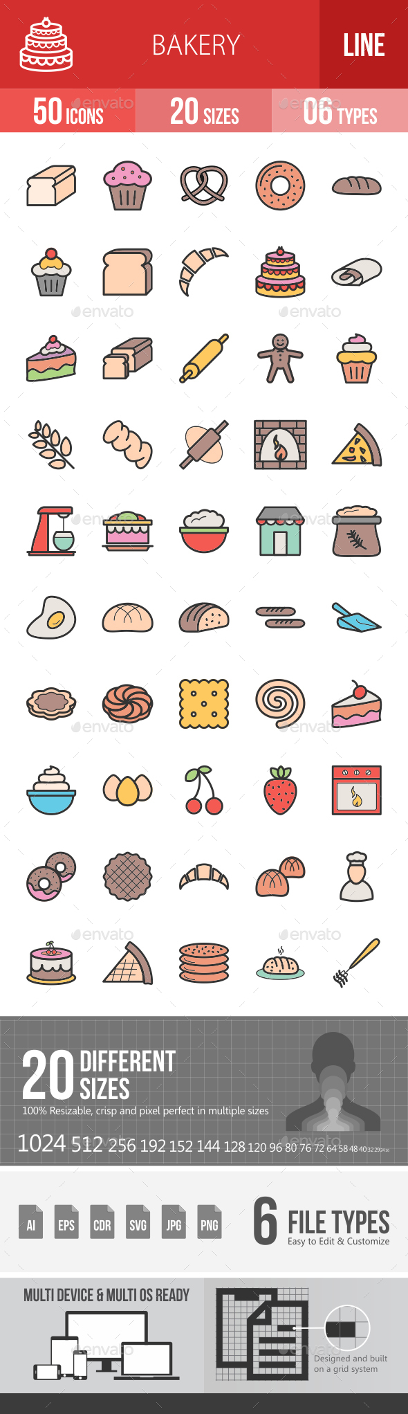 Bakery Filled Line Icons - Icons