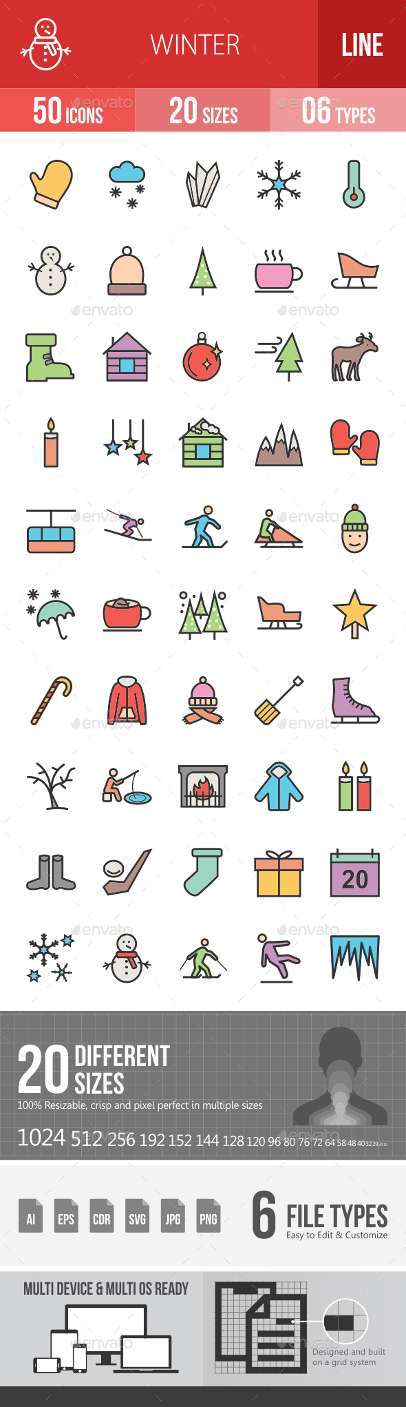 Winter Filled Line Icons - Icons