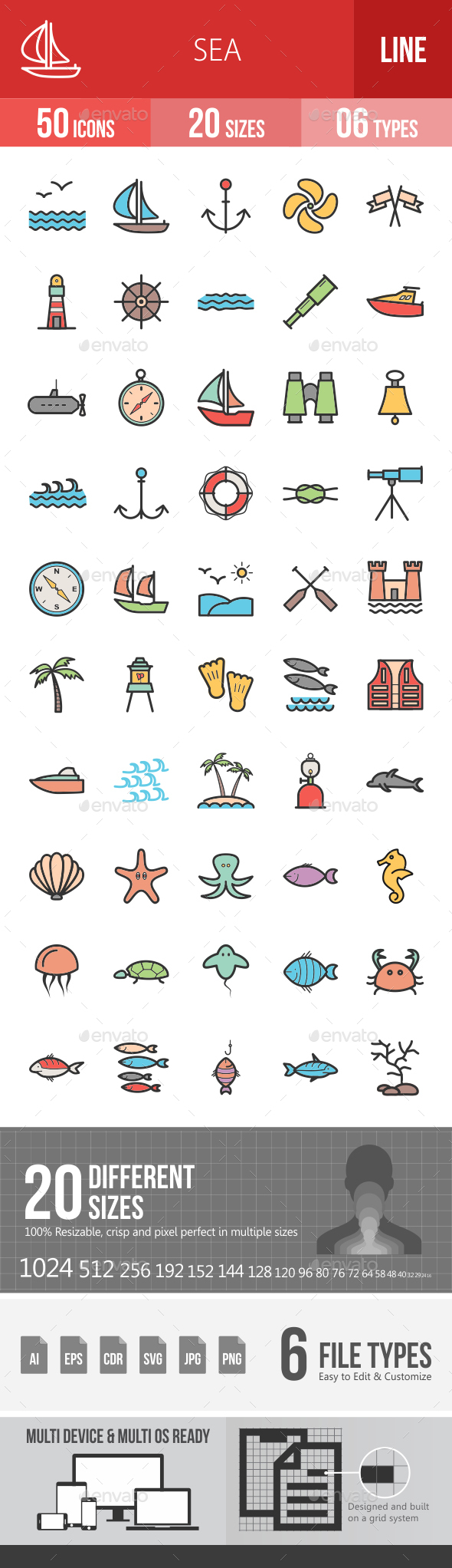 Sea Filled Line Icons - Icons