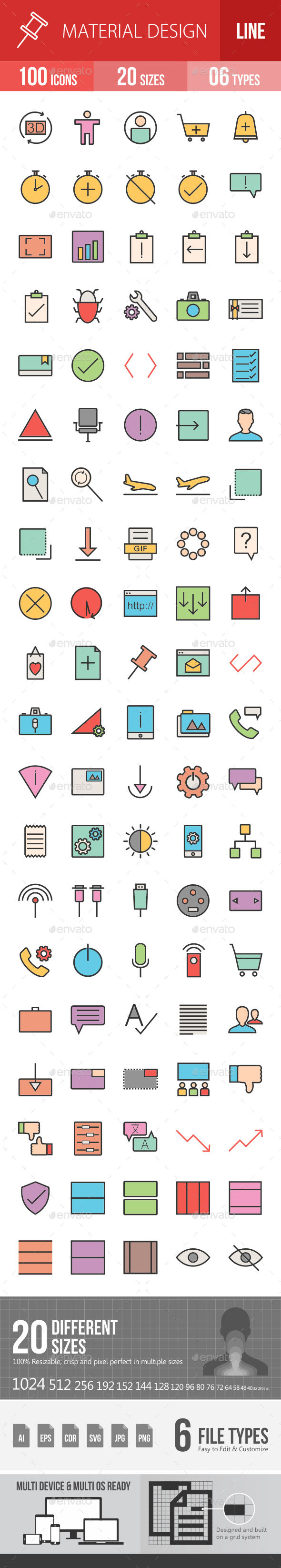 Material Design Filled Line Icons - Icons