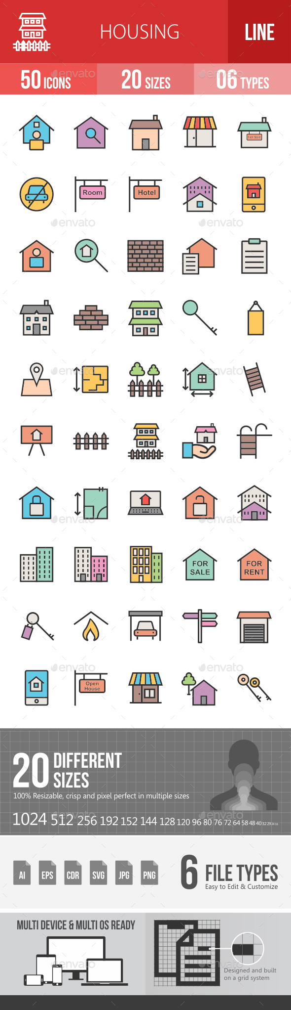 Housing Filled Line Icons - Icons
