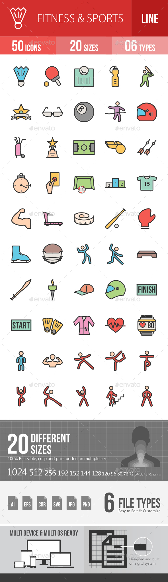 Fitness & Sports Filled Line Icons - Icons