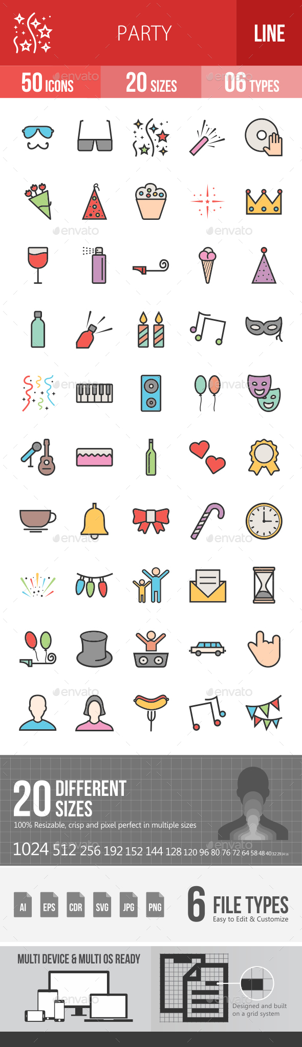 Party Filled Line Icons - Icons