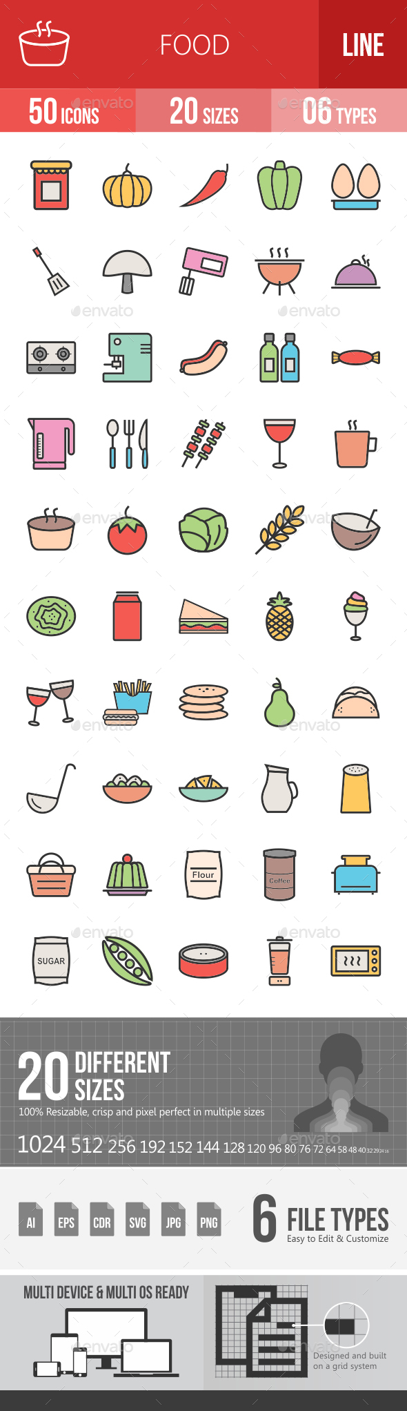 Food Filled Line Icons - Icons