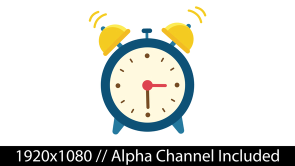 Alarm Clock Flat Design with Alpha Channel
