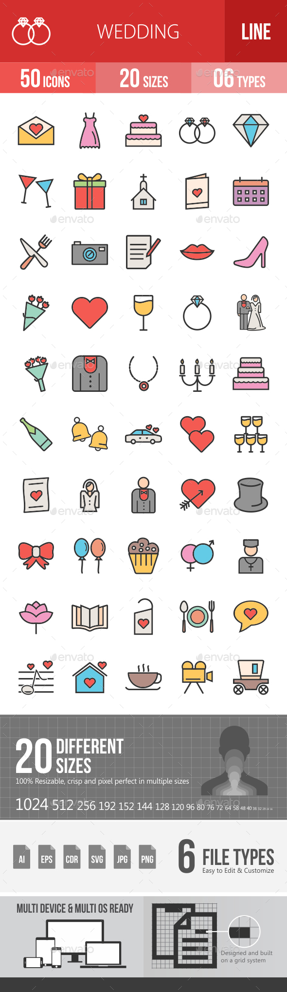 Wedding Filled Line Icons - Icons