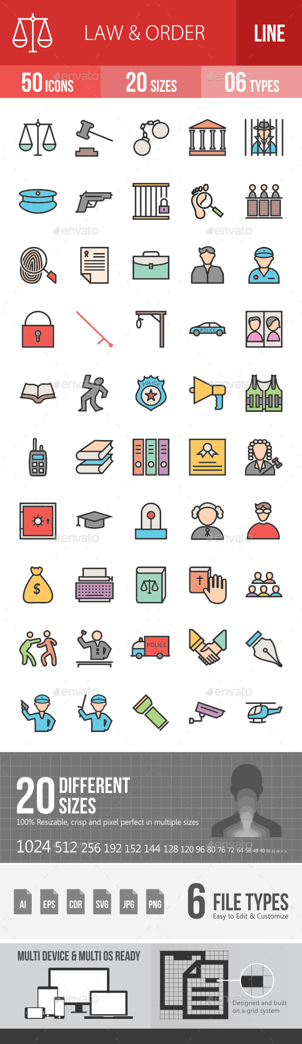 Law & Order Filled Line Icons - Icons