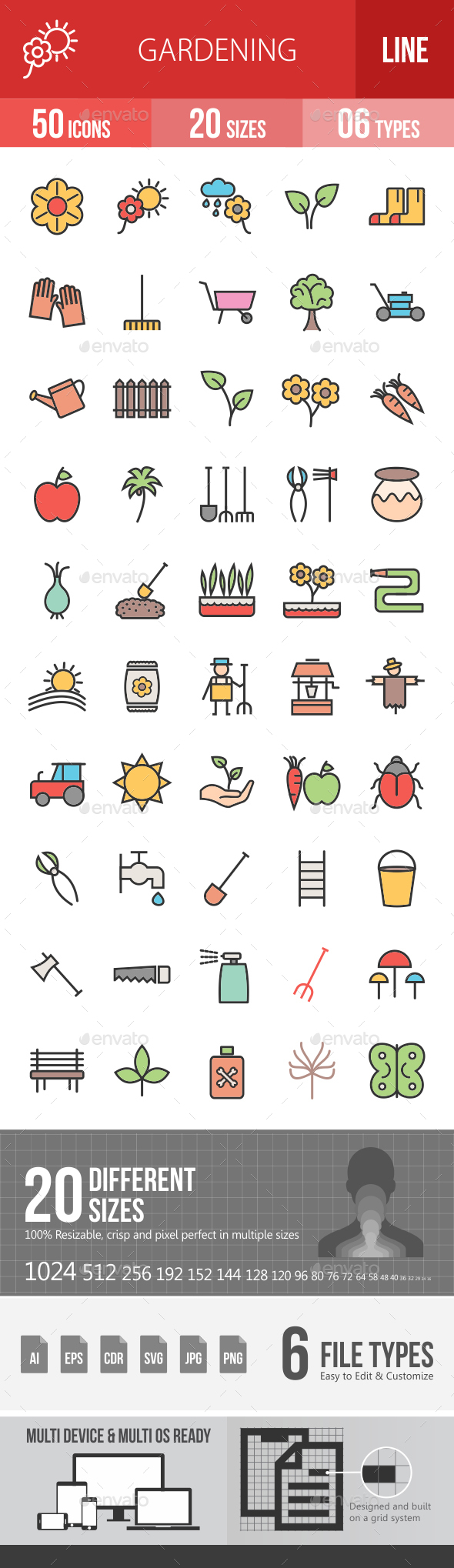 Gardening Filled Line Icons - Icons