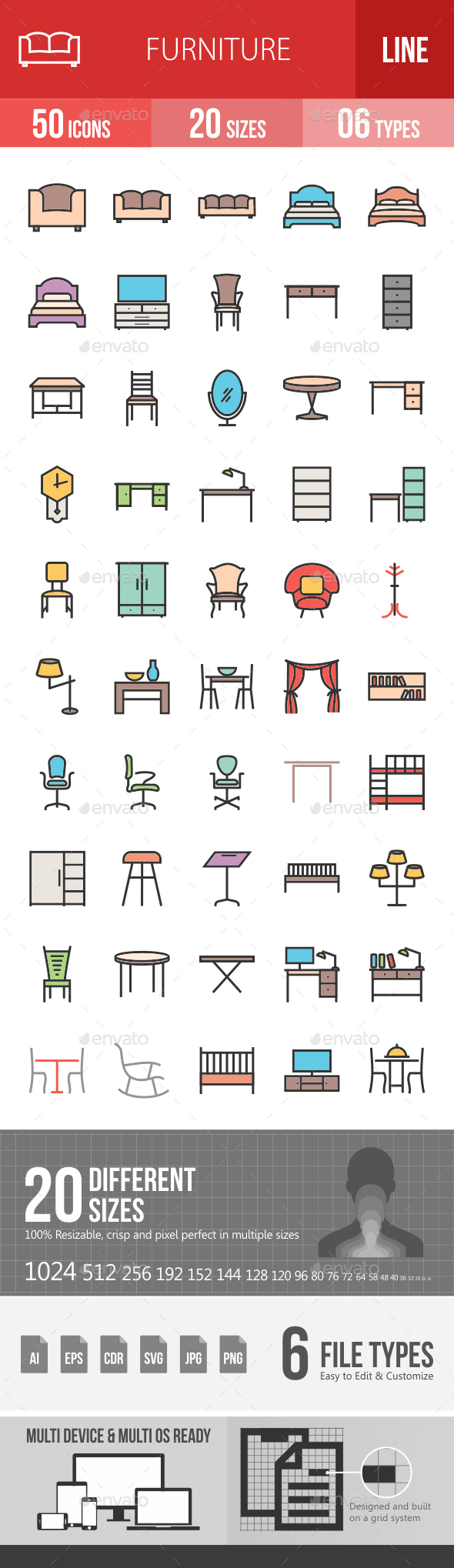 Furniture Filled Line Icons - Icons
