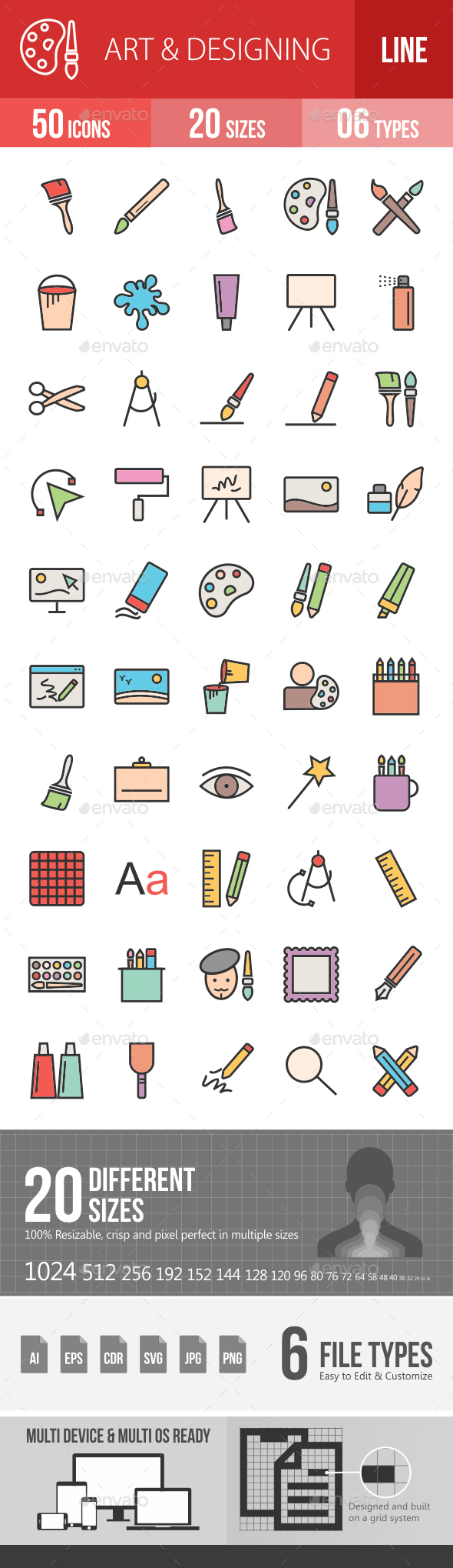 Art & Designing Filled Line Icons - Icons