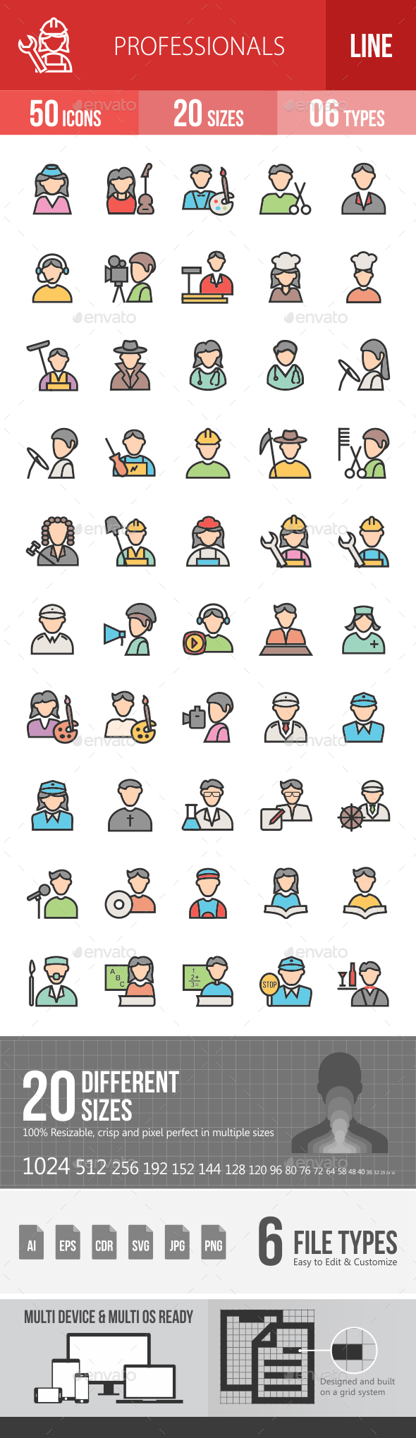Professionals Filled Line Icons - Icons
