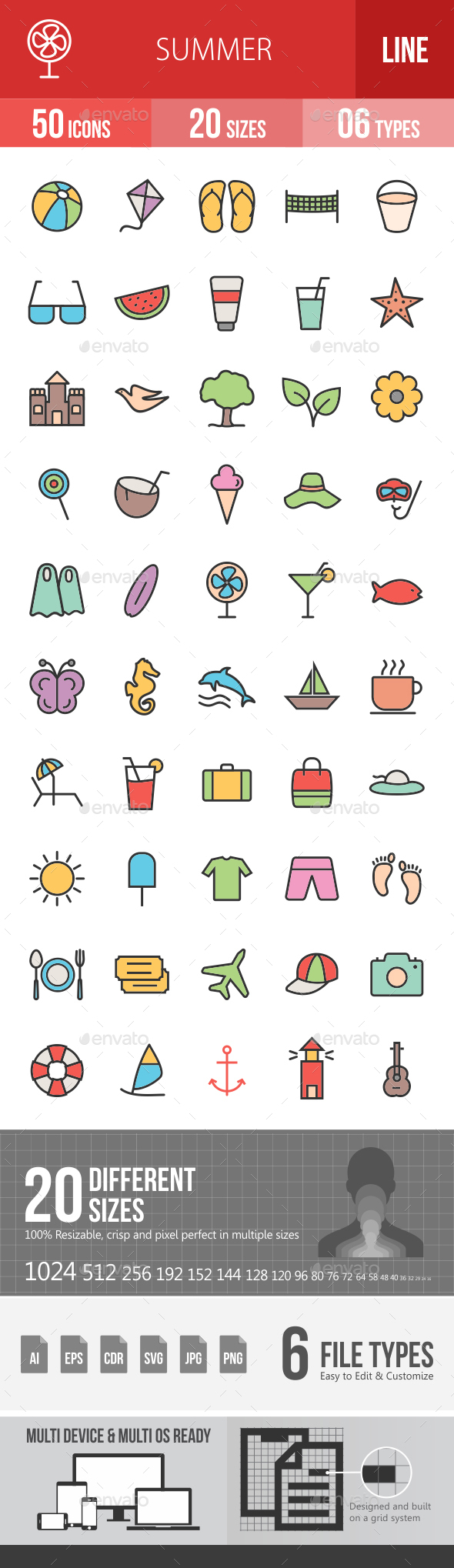 Summer Filled Line Icons - Icons