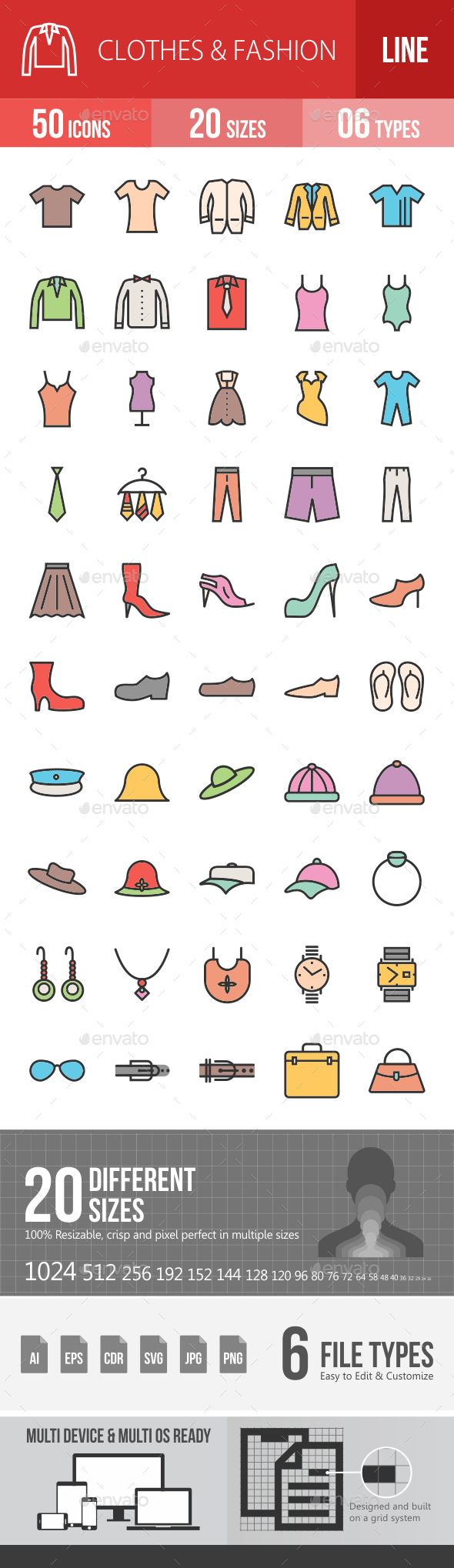 Clothes & Fashion Filled Line Icons - Icons