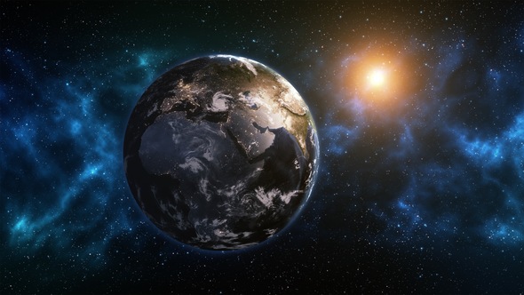 Planet Earth Rotation at Night with Space Background