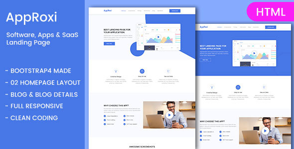 Extraordinary AppRoxi - Bootstrap4 Responsive App Landing Page