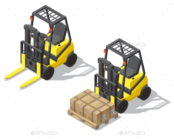 Vector Isometric Forklift for Storage - Man-made Objects Objects