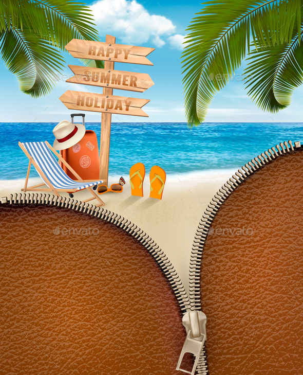 Tropical Island With Palms - Travel Conceptual