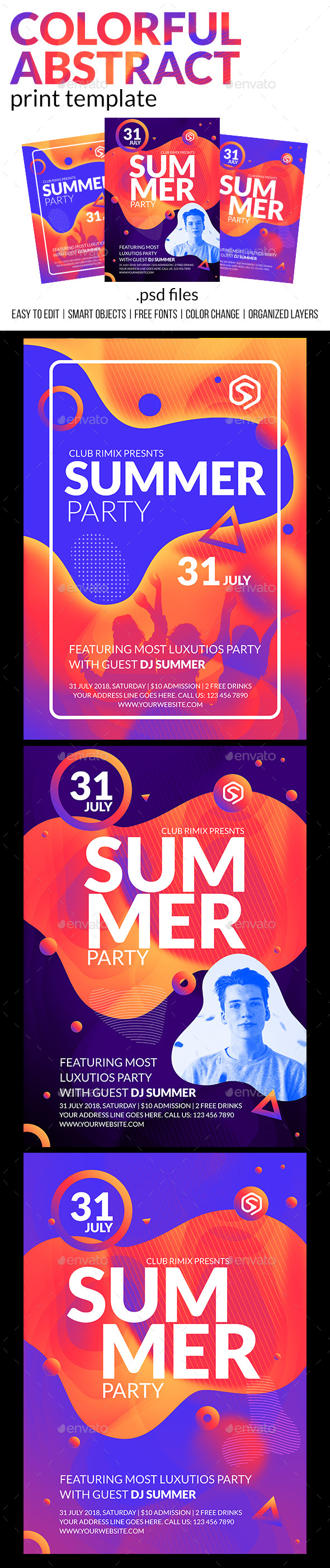 Colorful Abstract - Club Party Flyer - Clubs & Parties Events