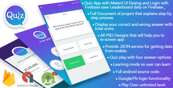 Play Quiz (Material Design) - CodeCanyon Item for Sale