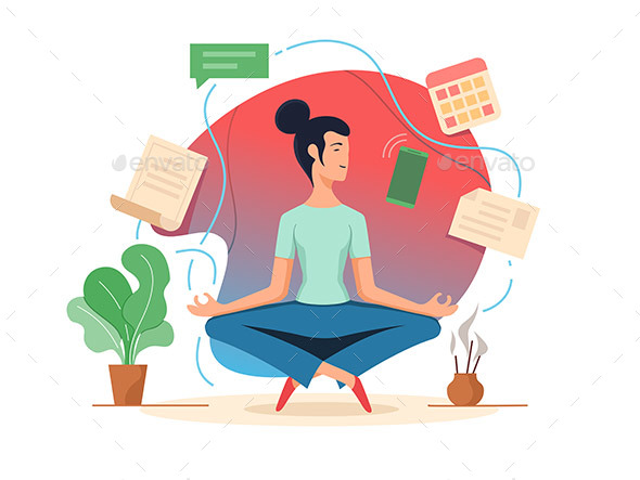 Woman Balancing in Lotus Position - People Characters
