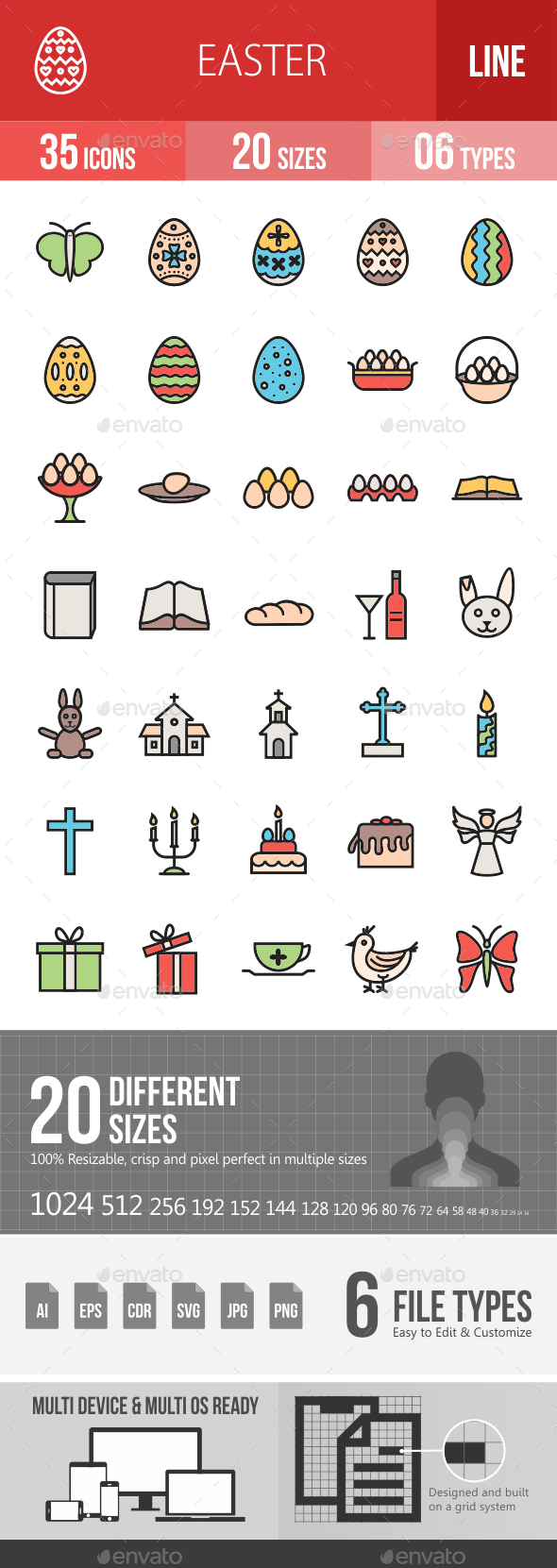 Easter Filled Line Icons - Icons
