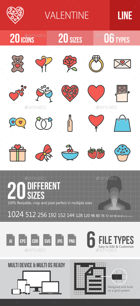 Valentine Filled Line Icons - Icons