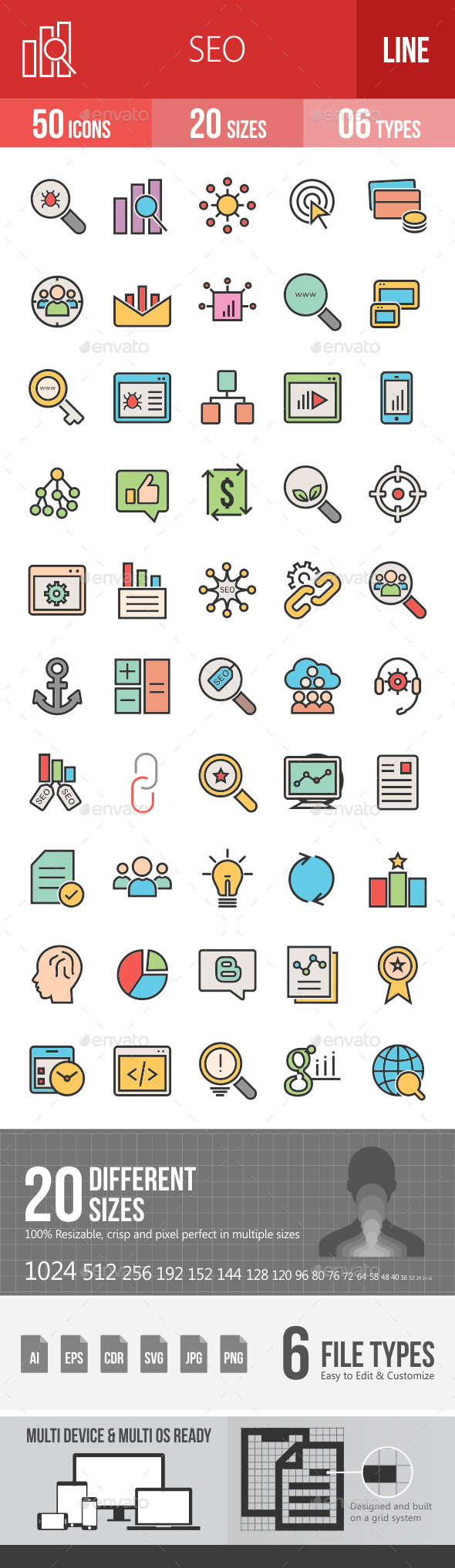 SEO Filled Line Icons - Icons