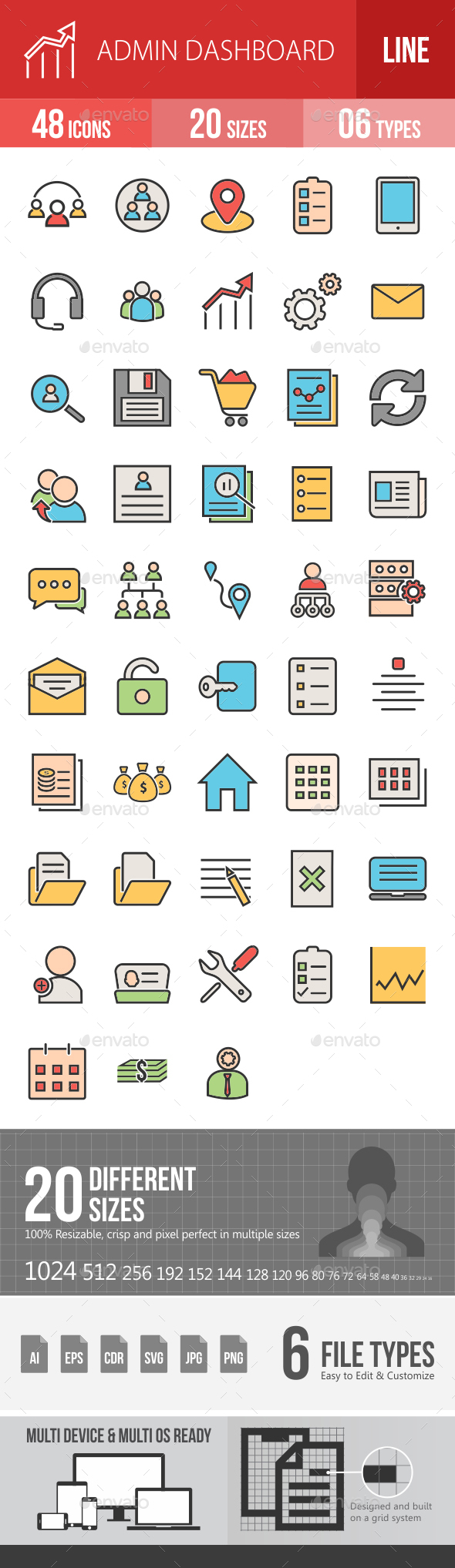 Admin Dashboard Filled Line Icons - Icons