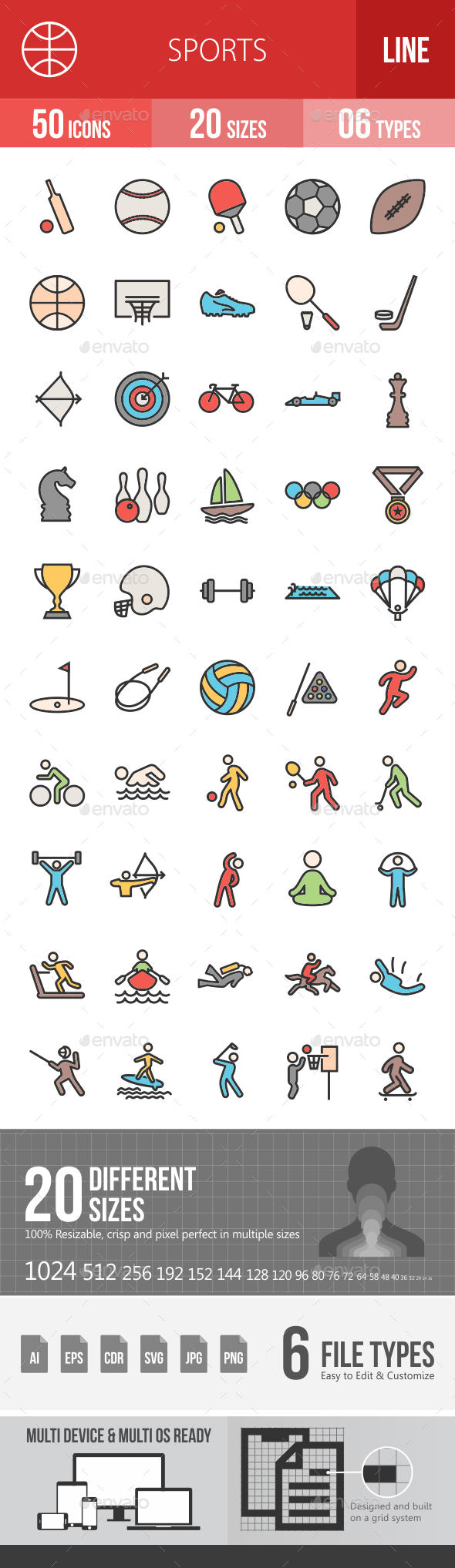 Sports Filled Line Icons - Icons