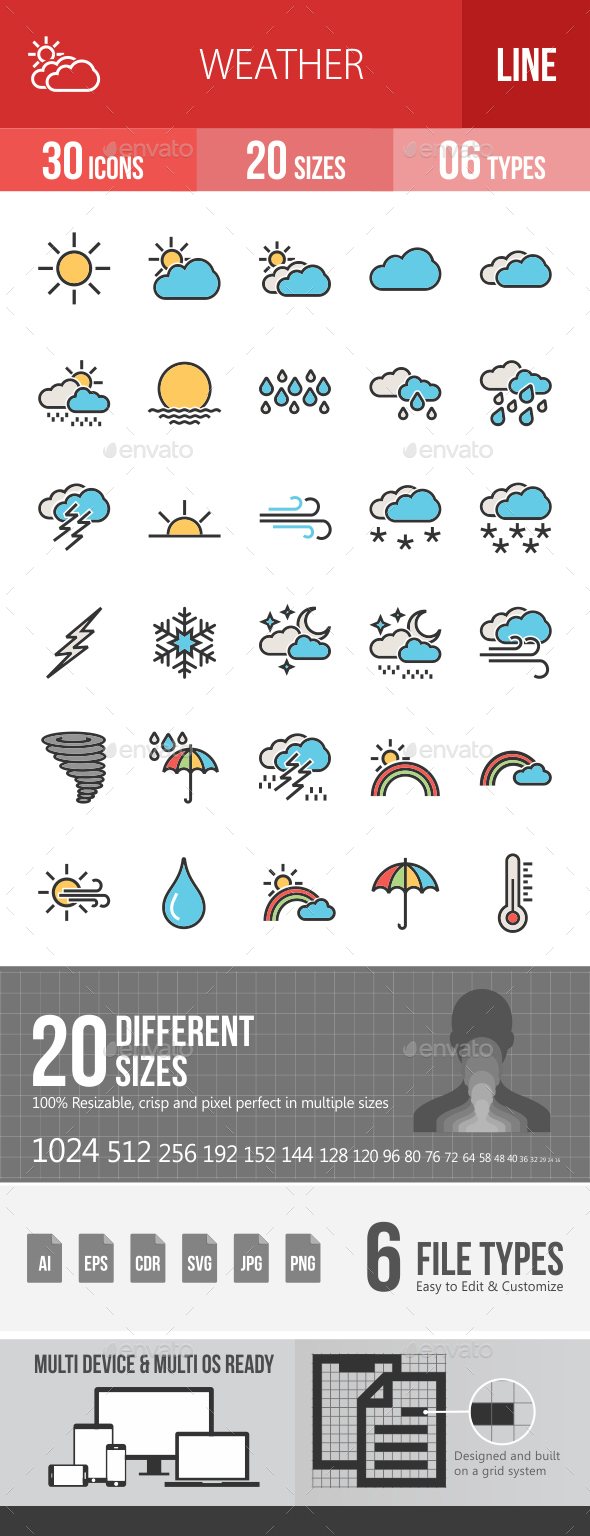 Weather Filled Line Icons - Icons