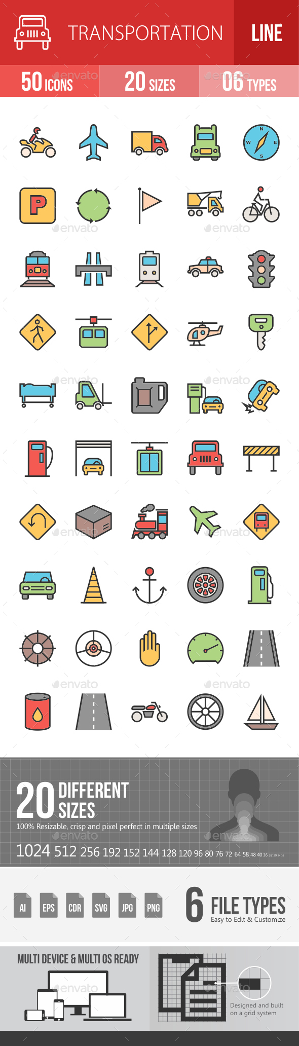Transport Filled Line Icons - Icons