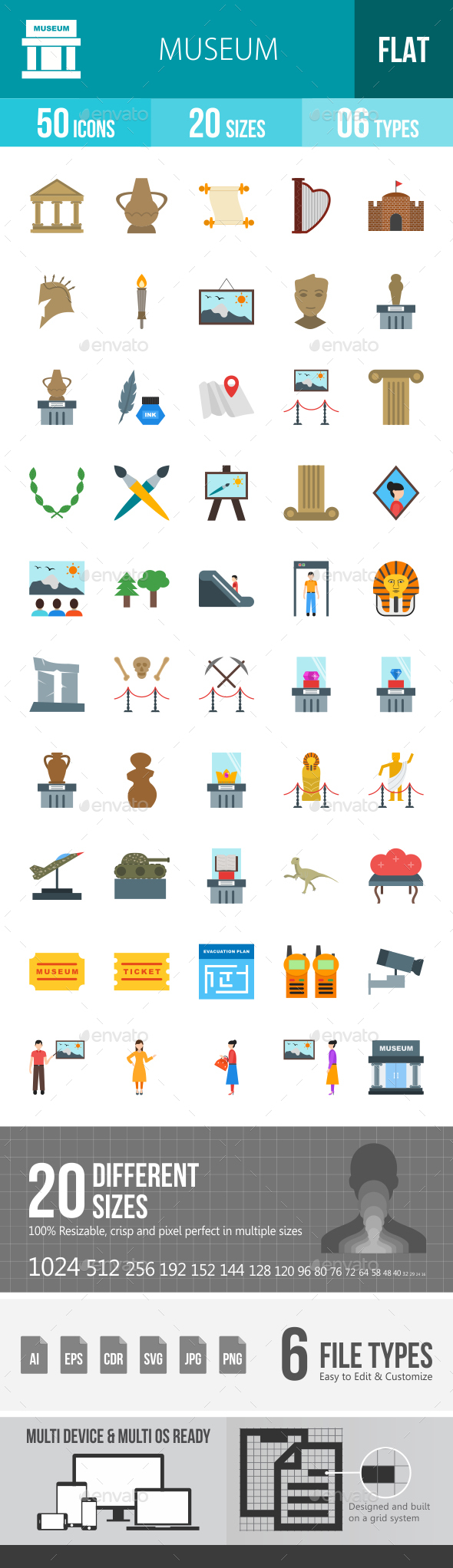 Museum Flat Multicolor Icons - Icons