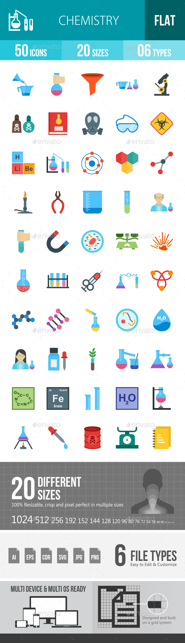 Chemistry Flat Multicolor Icons - Icons