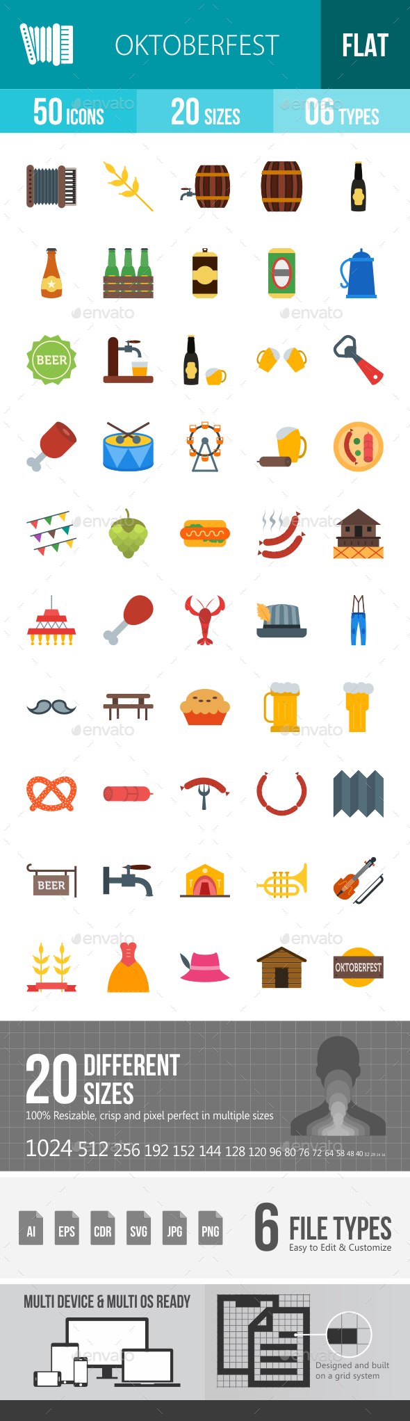 Oktoberfest Flat Multicolor Icons - Icons