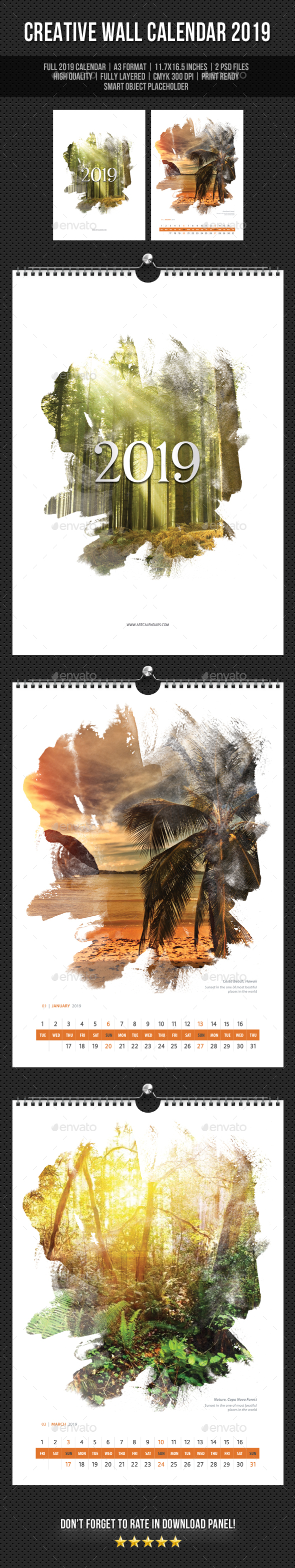 Creative Wall Calendar 2019 V15 - Calendars Stationery