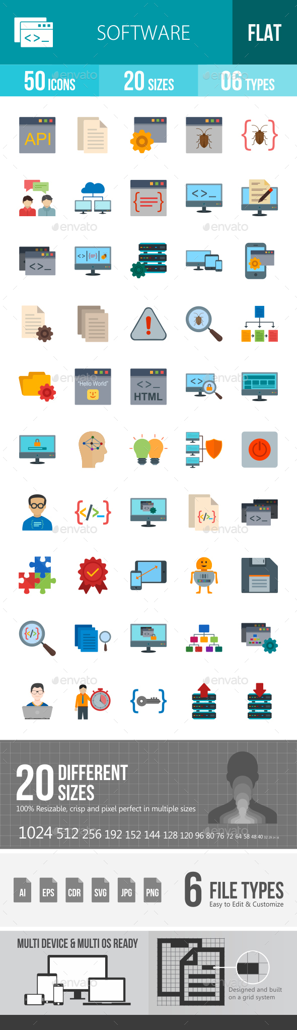 Software Development Flat Multicolor Icons - Icons