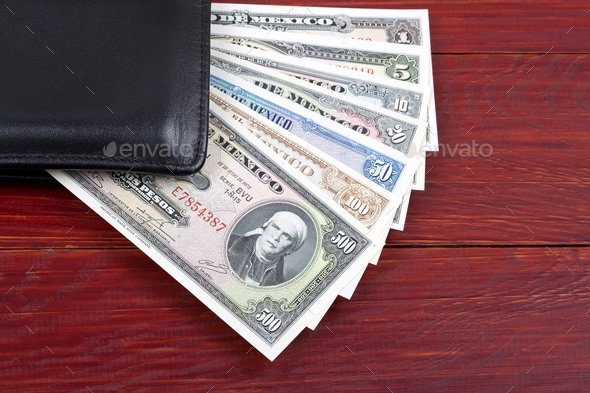 Old Money From Mexico In The Black Wallet Stock Photo By Johan10 Money From Mexico In The Black Wallet