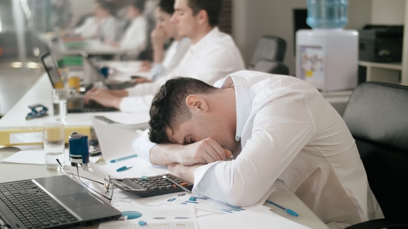 Worker Fell Asleep At His Desk By Nimito Videohive