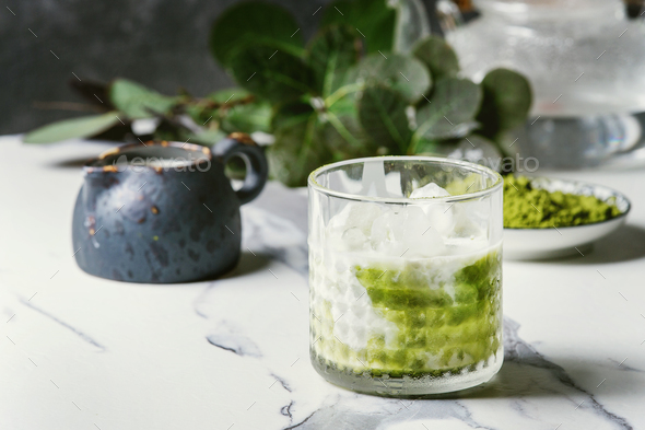 Matcha iced latte - Stock Photo - Images