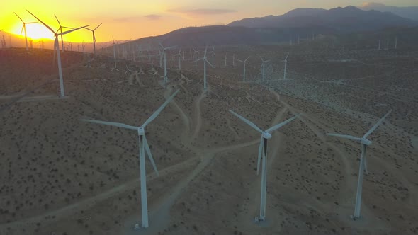 Wind Energy Farm On Hill   Renewable Green Energy