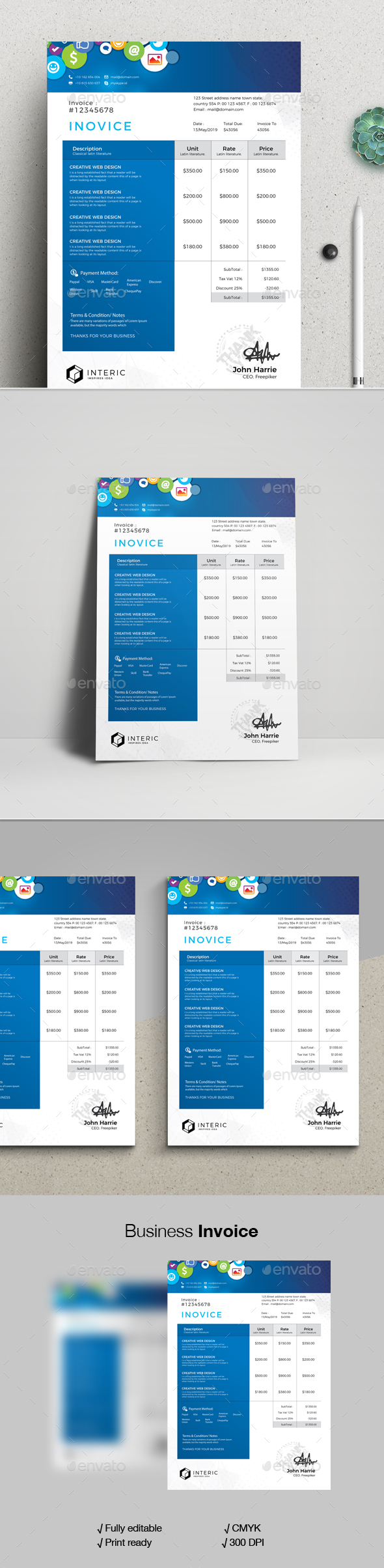 Social Media Invoice Template - Stationery Print Templates