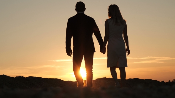 Man and Woman Going To Sunset, Stock Footage | VideoHive