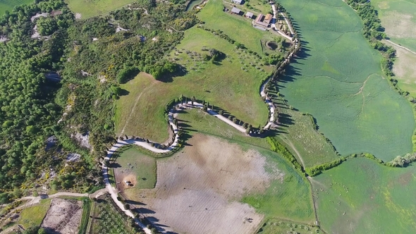 Tuscany Aerial Landscape with Road and Cypresses alt
